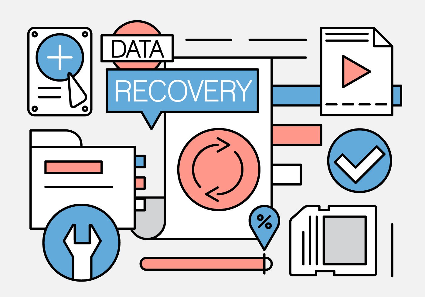 vector-linear-data-recovery-icons